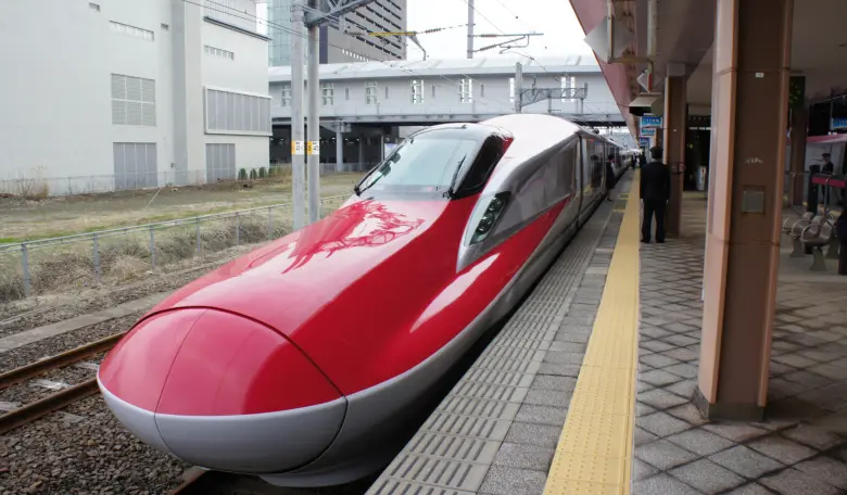 Shinkansen on a train stop